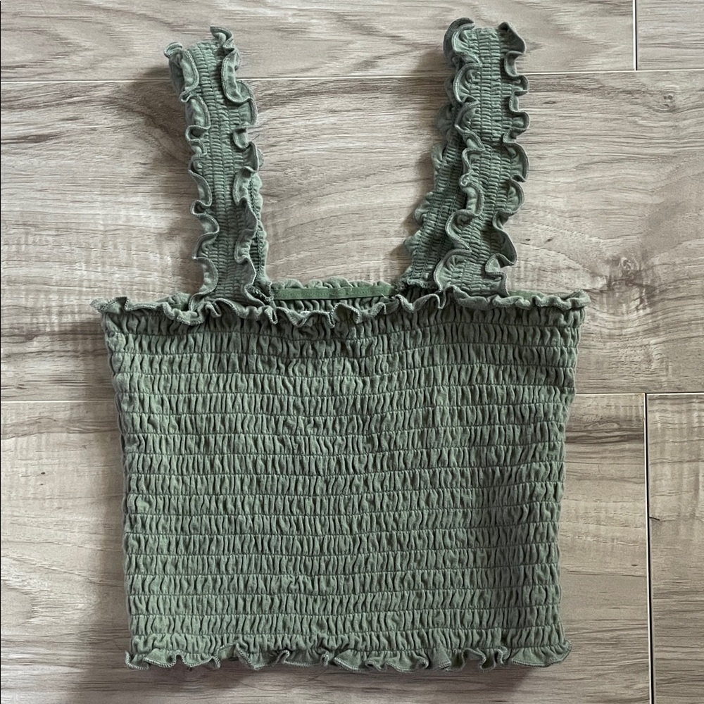 Hollister Olive Ruffled Tank Top